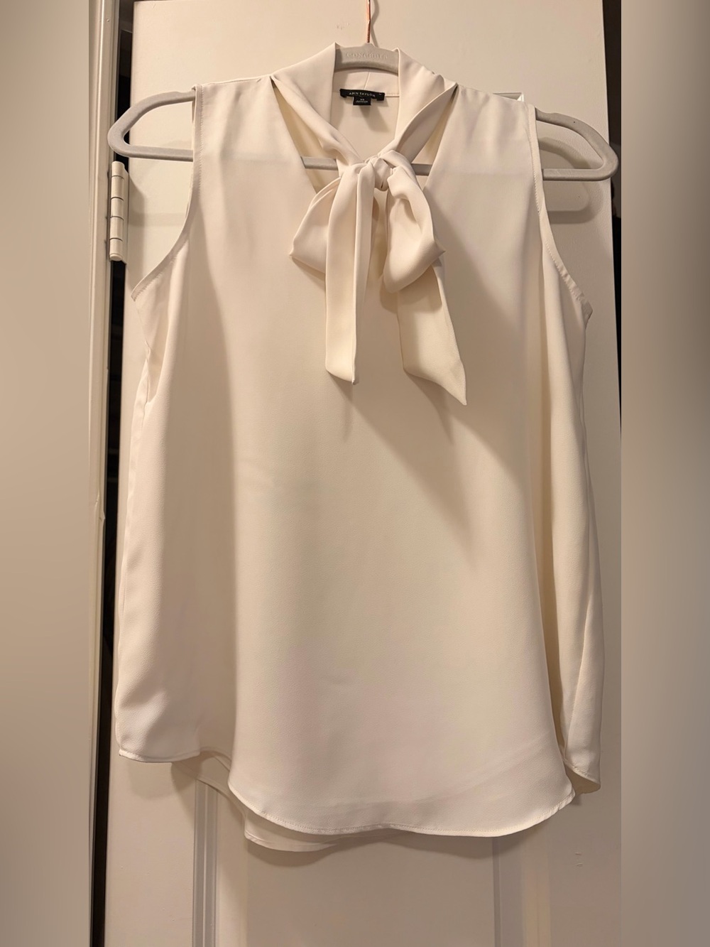 Ann Taylor Ivory Sleeveless Tie-Neck Top - Picture 5 of 9
